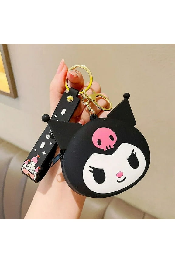 Kawaii Sanrio Purse My Melody Hello Kitty Keychain Kuromi Wallet Anime Silicone Storage Coin Purse Card Holder Gift for Girls