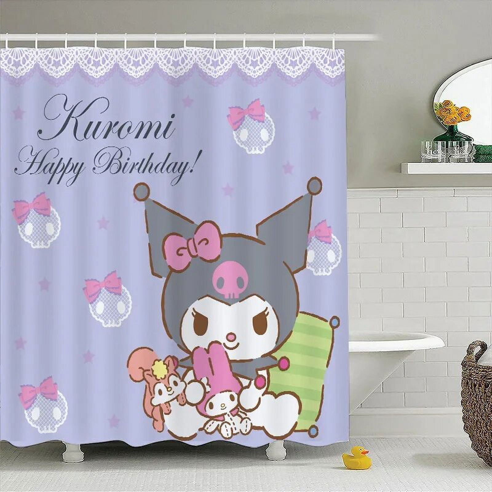 Kawaii Sanrio Shower Curtains Kuromi My Melody Anime Cartoon Bathroom