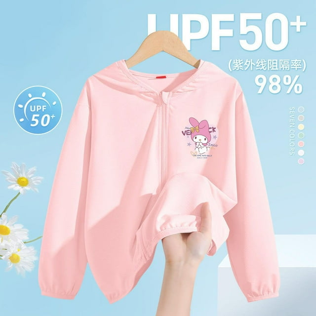 Kawaii Sanrio Sun Protective Clothing Kurumi Cinnamoroll Children Summer Uv Protection Sun