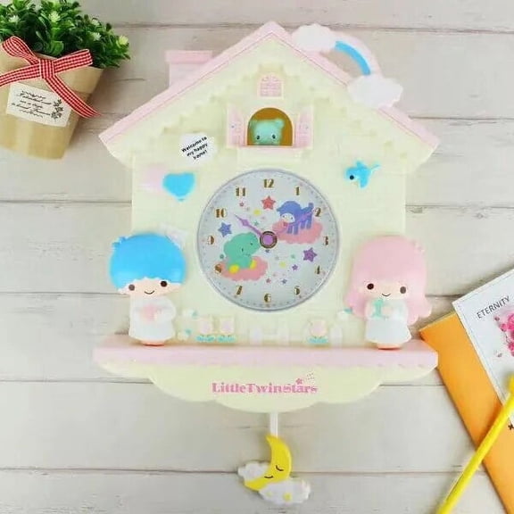 Kawaii Sanrio Wall Clock Cute My Melody Cartoon Cartoon Bedroom Living Room Wall Clock Room Decorative Toy for Girls Gift