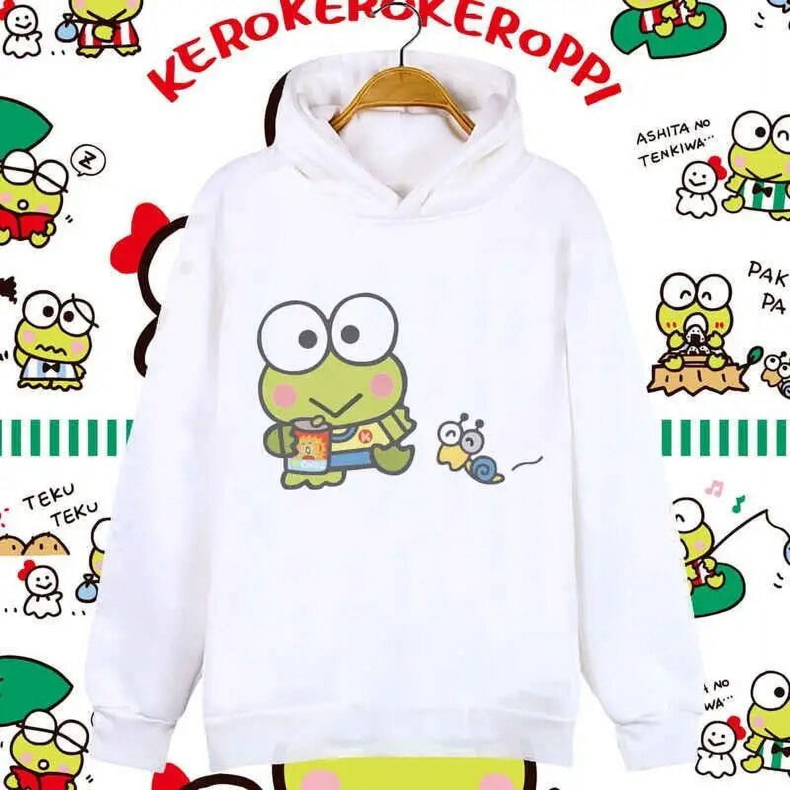 HONGLI Kawaii Sanrioed Keroppi Hoodie Cute Cartoon Child Parent Child Hooded Hoodie Pullover Jacket Anime Peripheral Festival Gift Kids Unisex Size