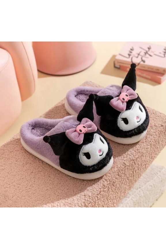 Kawaii Sanrioed Kuromi My Melody Children's Cotton Slippers Cute Cartoon Cinnamoroll Winter Girls' Warm Slippers Girls Present