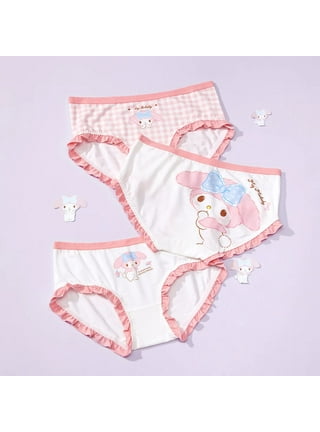 Cute Sexy Underwear Women Panties Hello Kitty Kuromi Melody Cotton Thong  Lingerie Y2k Girls Solid Color Kawaii Anime Briefs Gift
