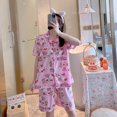thumbnail image 1 of Kawaii Sanrios Kuromi 2Pcs Pajama Set Anime My Melody Cinnamoroll Short Sleeve for Women Summer Japanese Casual Cute, 1 of 5