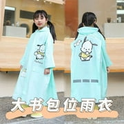 Kawaii Sanrios Pochacco Child Raincoat Stormproof Cute Cartoon Girl with Bag Seat Thicken Double Brim with Storage Bag Rain Gear