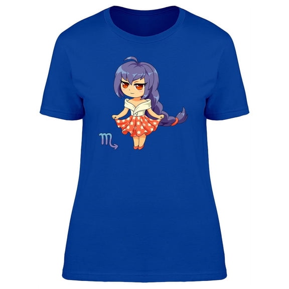 Kawaii Scorpio Zodiac Girl T-Shirt Women -Image by Shutterstock, Female Large
