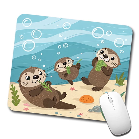 Kawaii Sea Otters Mouse Pad Low Profile Gaming Mat