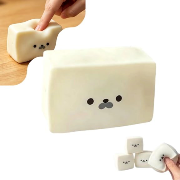 Kawaii Seal Block Squishy Squeeze Toy, Soft Decompression Stress Ball, Cute Desk Accessory for All Ages (1pcs)
