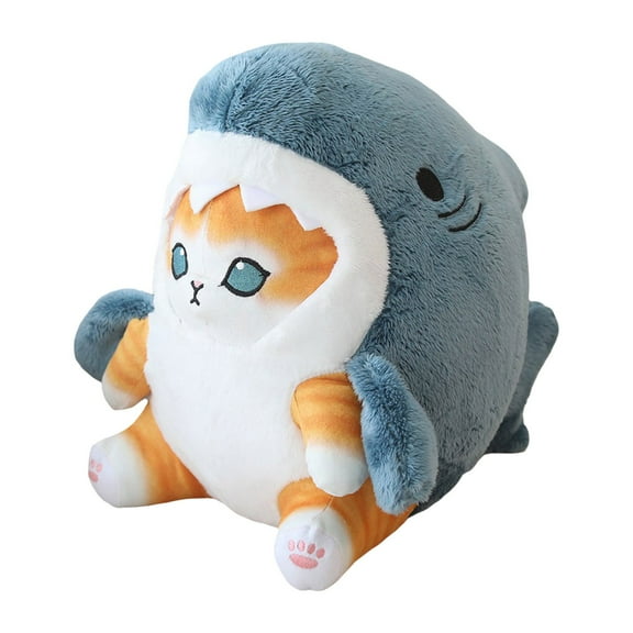 Kawaii Shark Cat Plush Toy Stuffed Animal Doll, Soft Pillow for Boys & Girls (Yellow)