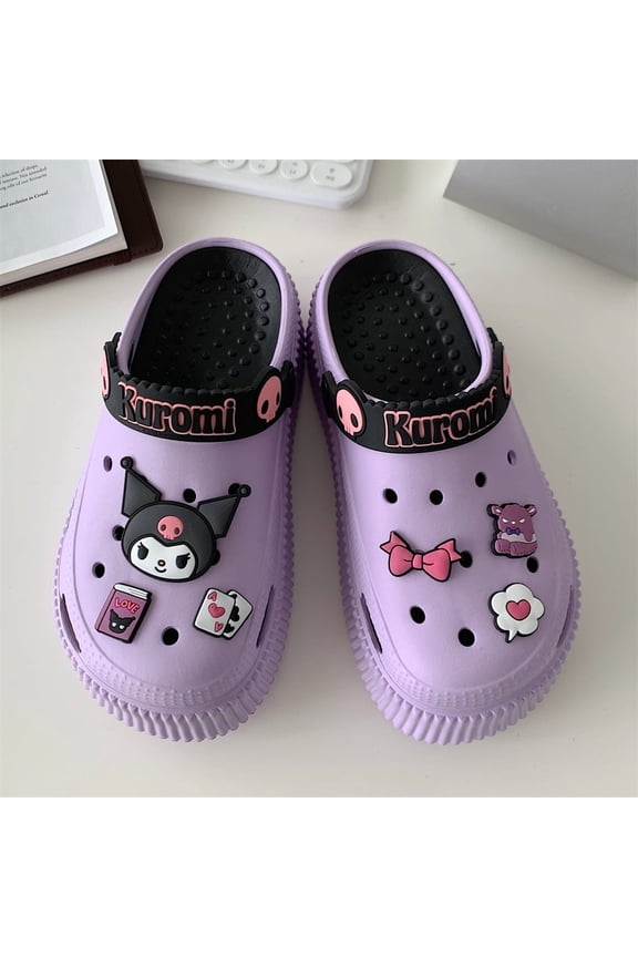 Kawaii Shoes Kuromi Slippers for Women Cute Garden Clogs Cartoon Indoor Slipper Outdoor Cloud Slides Girls Sandals