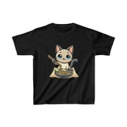 Kawaii Siamese Cat Pad Thai Purrfection Boy Girl Kids  Youth Tee Shirt, Sizes XS-XL