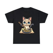 Kawaii Siamese Cat Pad Thai Purrfection Unisex Graphic Tee Shirt, Sizes S-5XL