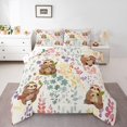 thumbnail image 1 of Kawaii Sloth Bedding Set King Size,Cartoon Sloth Floral Comforter Set,Cute Colorful Flower Quilt Bed Set Wildlife Animal Print Down Comforter with 2 Pillowcases, 1 of 7