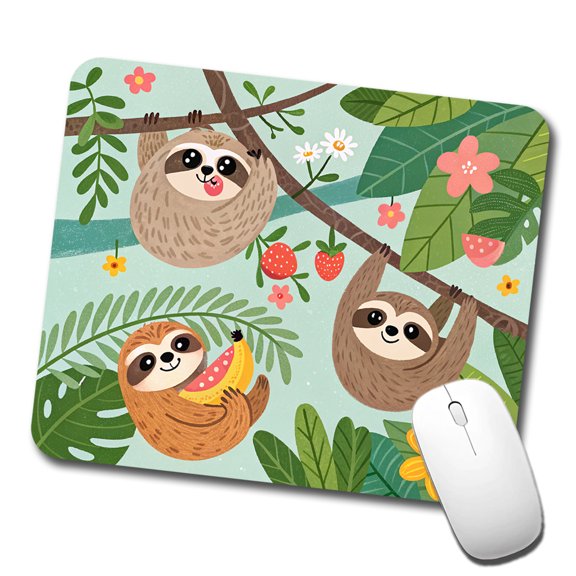 Kawaii Sloths Mouse Pad Low Profile Gaming Mat
