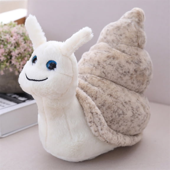 Kawaii Snail Plush Toy - Soft Stuffed Animal with Blue Eyes, Cute Huggable Snail Doll for Kids and Babies One Size