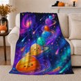 thumbnail image 1 of Kawaii Solar System Planets Cute Faces Deep Space, Playful Celestial Art Scene, Warm Flannel Blanket for Living Room and Bedroom, Celestial Art Lovers Housewarming Gift, Playful Home Decor, 1 of 9