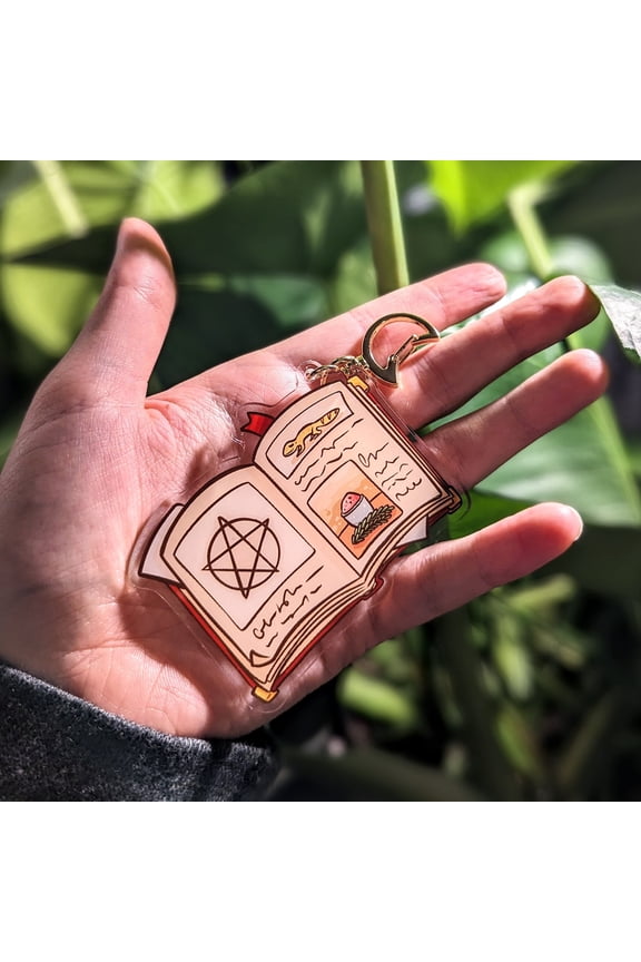 Kawaii Spell Book Acrylic Charm for Witches - Cute Accessory for Bags, Backpacks, Keys, Keychain, Purse, Wallet, Lanyard, School and more (1 keychain)