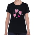 thumbnail image 1 of Kawaii Spirit Cat Graphic Women Black T-Shirt, Female Small, 1 of 4