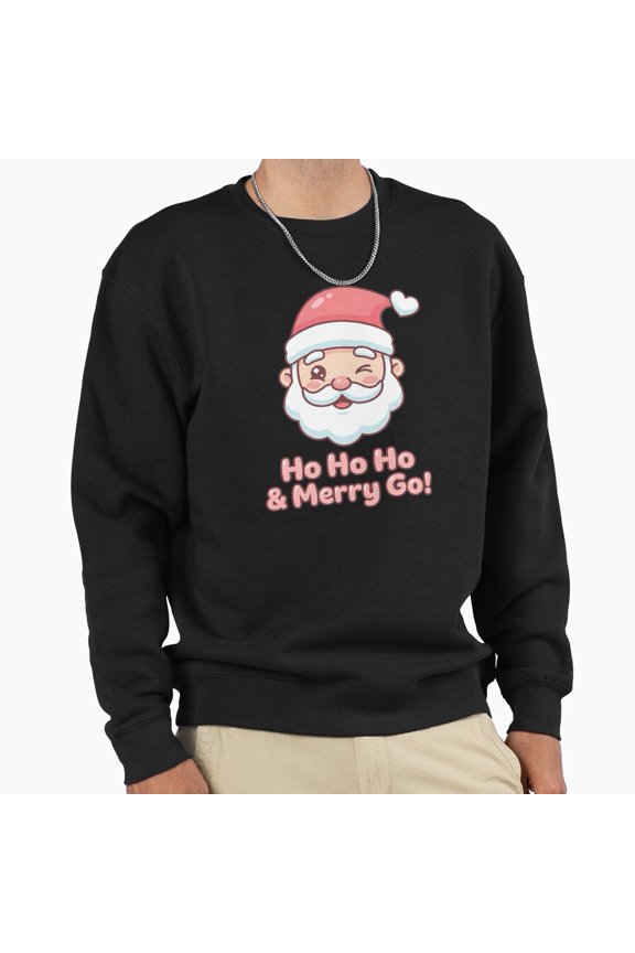 Kawaii St. Nick Claus Holly Jolly Merry Go Graphic Unisex Sweatshirt Cute Aesthetic Art G26361, Up to Size 5XL