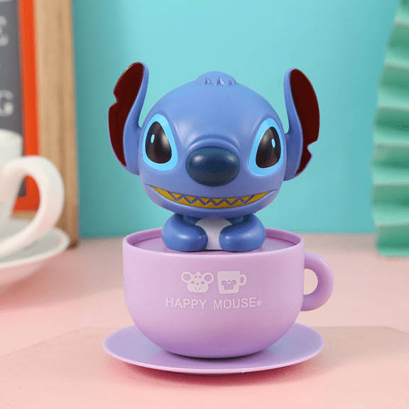 Kawaii Stitch Solar Shaking Head Ornament, Cute Stitch Doll Car Decor, Perfect Kids Gift
