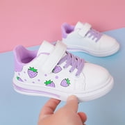 Kawaii Strawberries White Sneakers Kids Girls Lightweight Running Shoe Fashion Casual Flats Walking Shoes