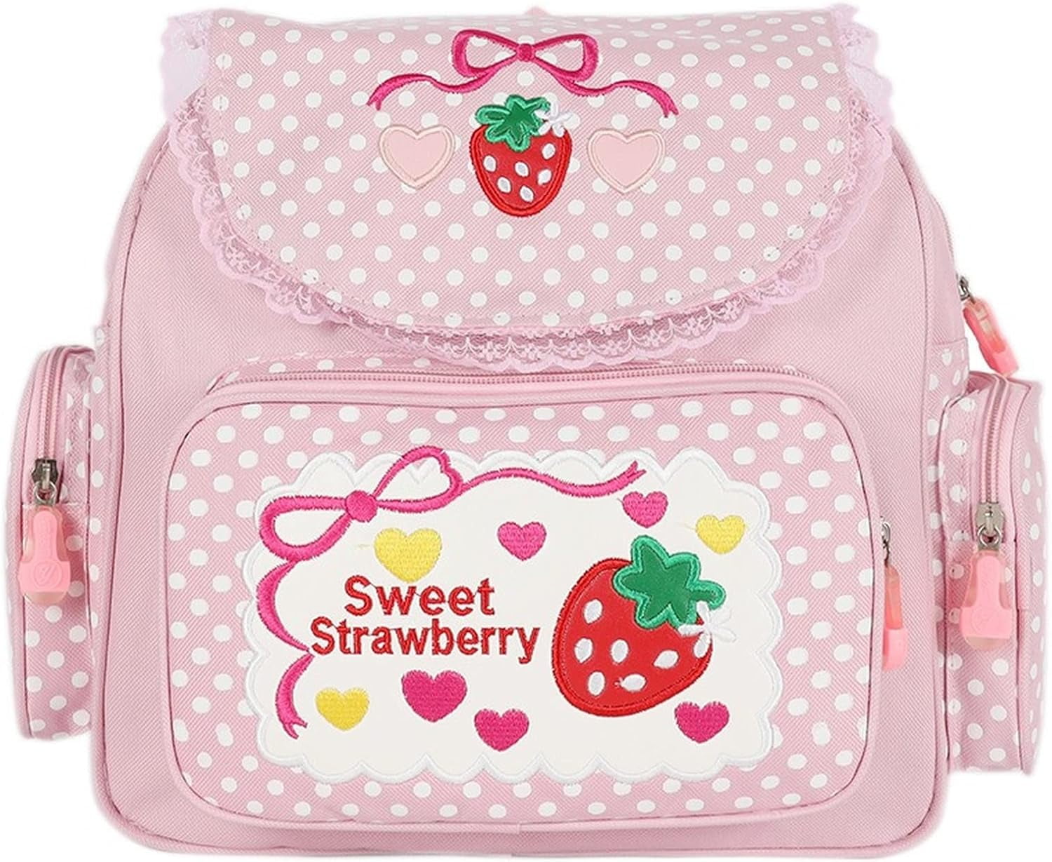 Kawaii Strawberry Backpack Mini Cute Anime Aesthetic Pink Lace Polka Dot Small Bookbag Japanese Cartoon Fruit Bag Walmart
