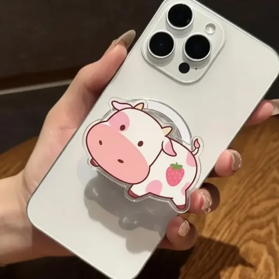 Kawaii Strawberry Cow Magnetic Phone Grip Kawaii Cow Magnetic Pop Socket & Kickstand