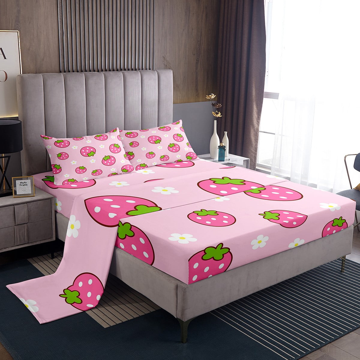 Kawaii Strawberry Decor Sheets Kids Cute Strawberry Sheet Set King Size