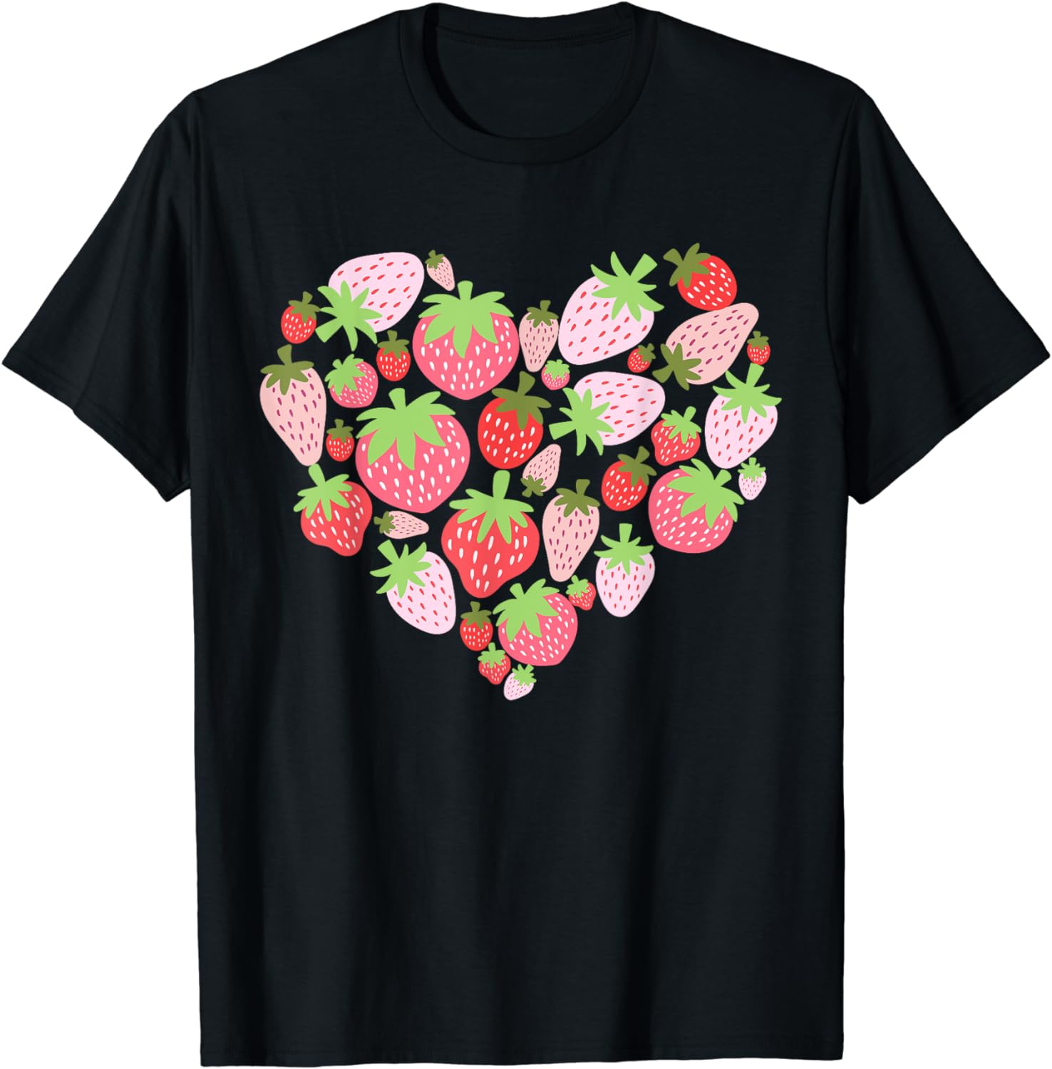 Kawaii Strawberry Heart Cottagecore Aesthetic Strawberries TShirt