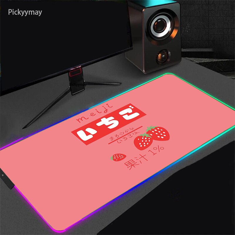 Kawaii Strawberry Milk Gaming RGB Mouse Pad Rubber Desktop Mousepad