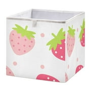 Kawaii Strawberry Storage Box, Fabric Cube Storage Box, Collapsible Storage Box Bins, Portable Open Home Storage Bins, Closet Organizers Box for Bedroom Office Car Trunk