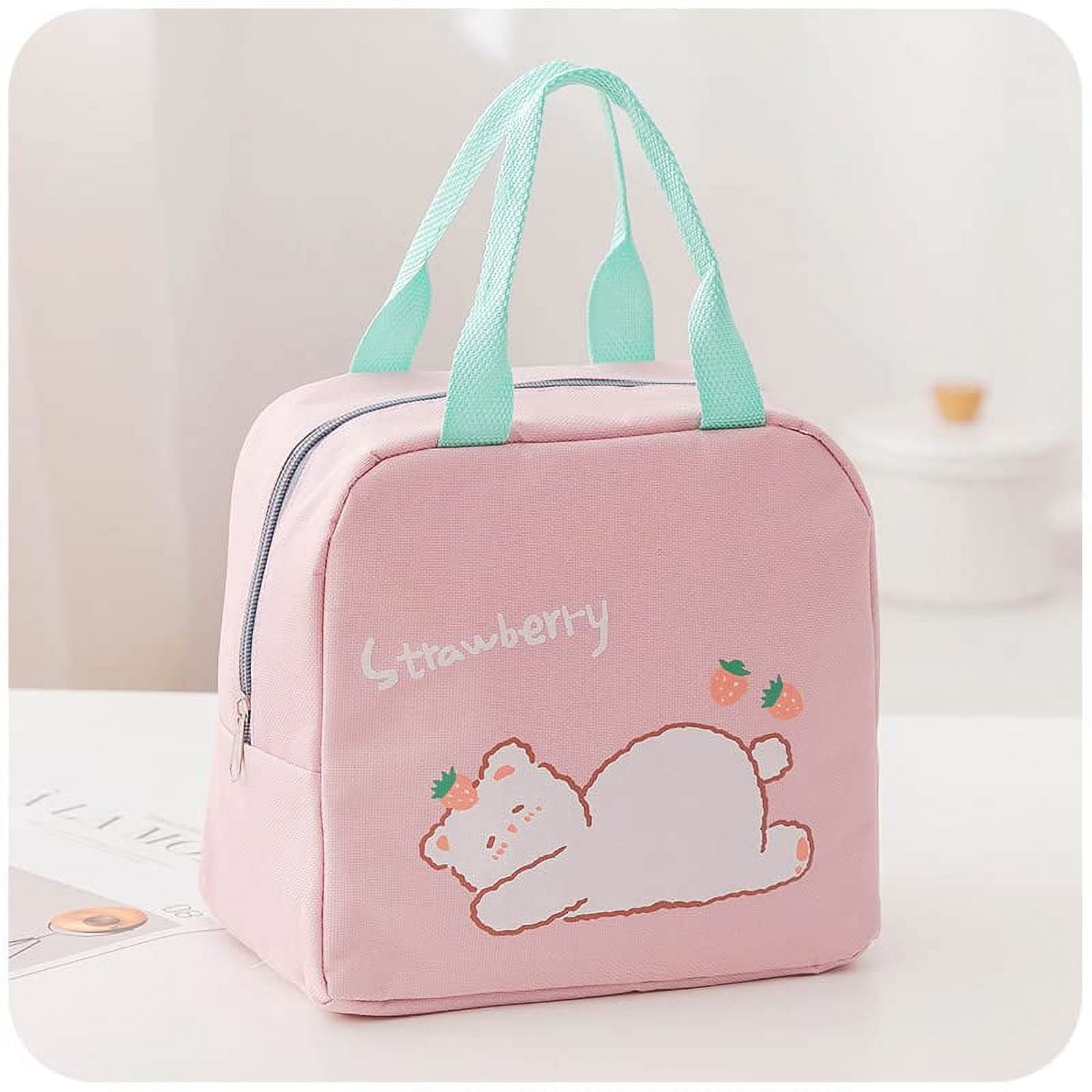 RICHTRUE Kawaii Lunch Bag for Girls Lunch Box Insulated Cute Lunch Bags for  Women Insulated Lunch Box for Kids (Cherry- Bucket)
