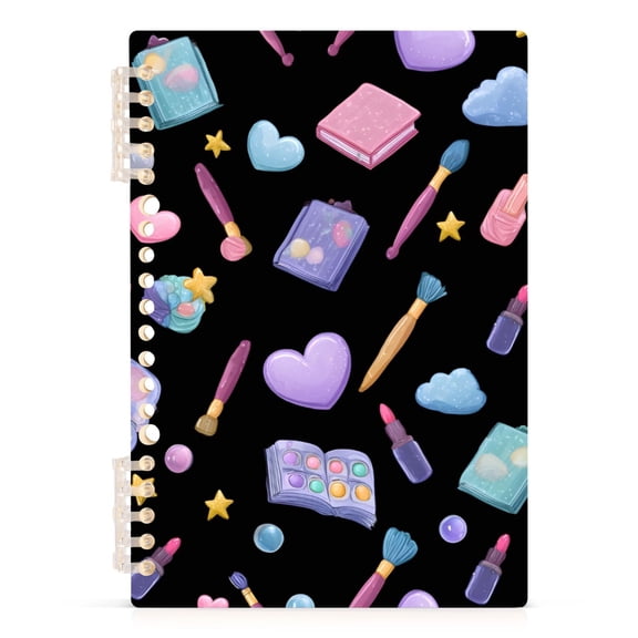 Kawaii Style Makeup Pattern A5 Notebook Refillable 60 Sheets Detachable Ring Binder PP Cover Journal