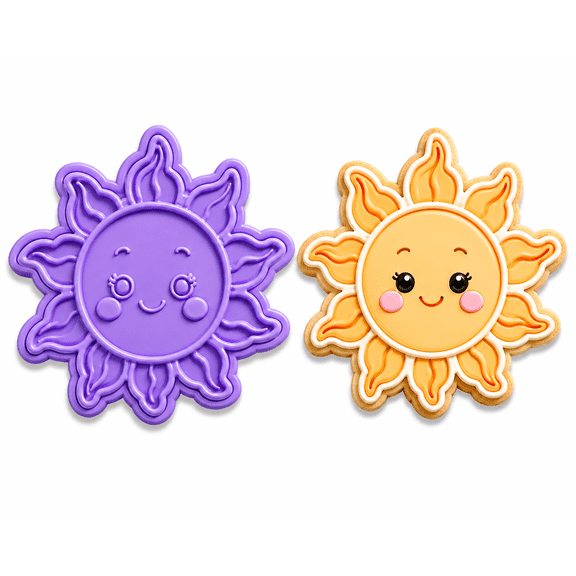 Kawaii Sunshine Cookie Cutter & Embosser Stamp Set
