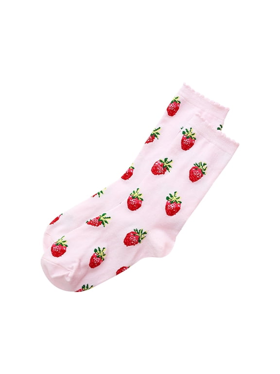 Kawaii Sweet Women's Socks Funny Cute Cream Candy Color Milk Strawberry Socks Fo