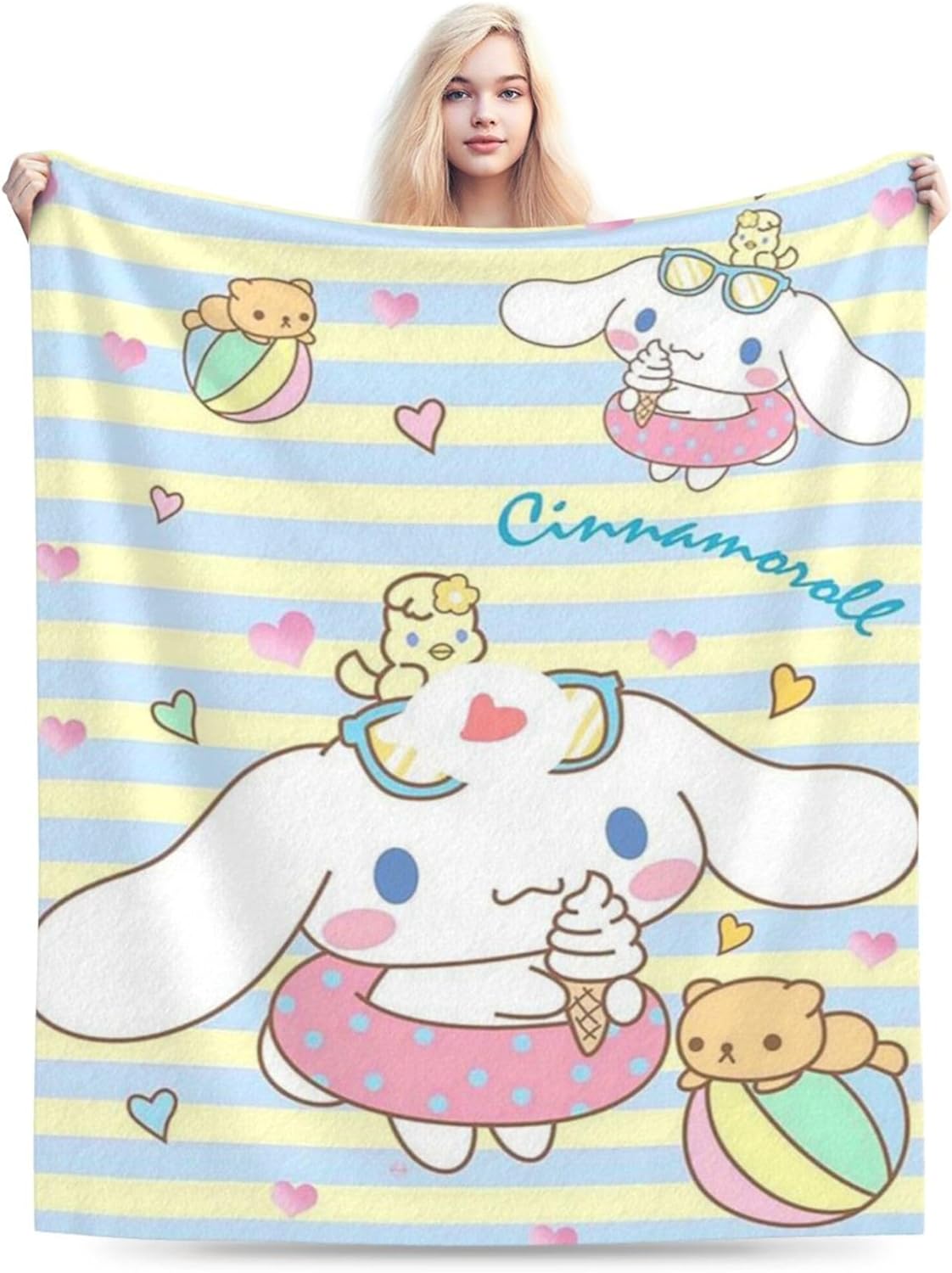 Kawaii Throw Blanket Anime Collage Blanket Throw Blanket Cinnamorolls
