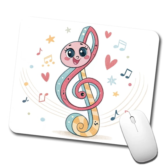 Kawaii Treble Clef Music Mouse Pad Low Profile Gaming Mat