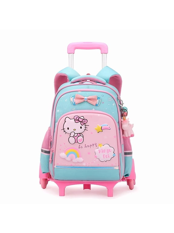 Kawaii Trolley Schoolbag Sanrios Anime New Large Capacity Bag Waterproof Bags Rolling Backpack with Wheel