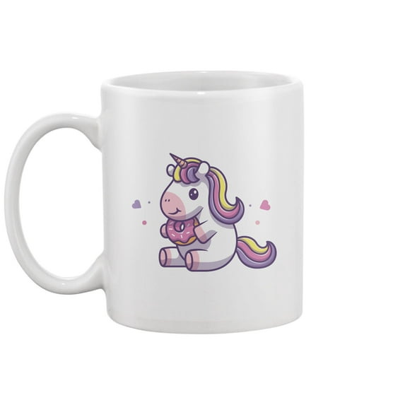 Kawaii Unicorn Eating A Donut Mug -Image by Shutterstock
