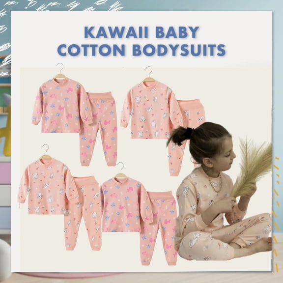 KaWaii Baby Cotton Bodysuits and Sleepers, High Quality Combed Cotton Kids Clothes, Pack of 4