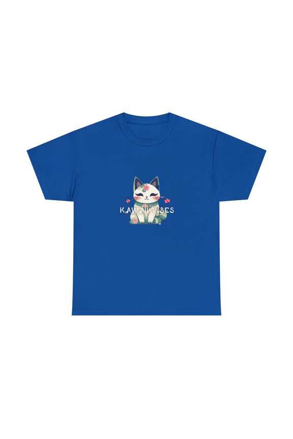 Kawaii Vibe Unisex Heavy Cotton Tee Cute Kitty TShirt