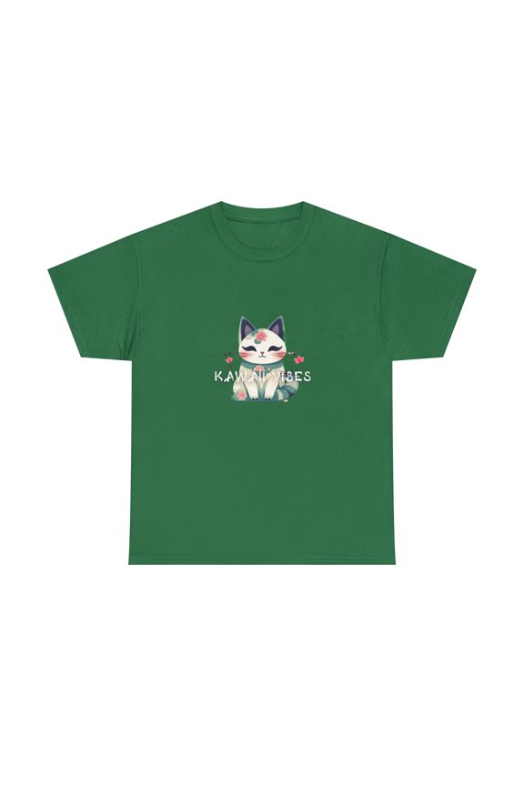 Kawaii Vibe Unisex Heavy Cotton Tee Cute Kitty TShirt