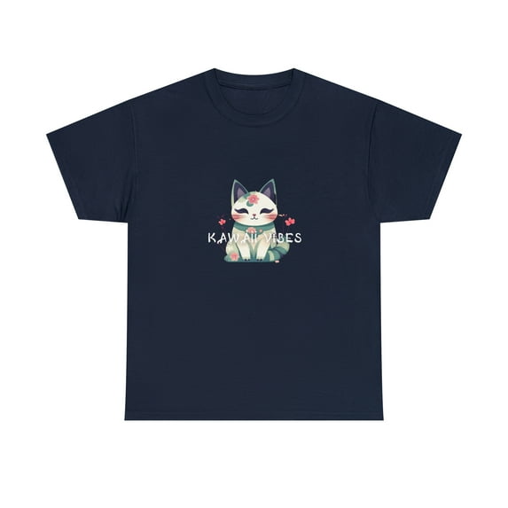 Kawaii Vibe Unisex Heavy Cotton Tee Cute Kitty TShirt