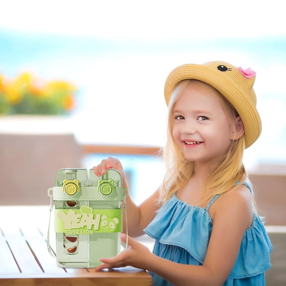 Clearance Glass&Bottle under $6 Kawaii Water Bottle Cute Water Bottle With Double Drinking Design Leakproof Multiple Locking Cartoon Pattern Portable Water Bootle For Travel Picnic Sport