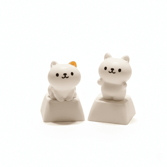 Kawaii White Cat Artisan Keycap for Mechanical Keyboard Cute 3D Animal Stereo PBT Single Keycap Custom DIY Gift