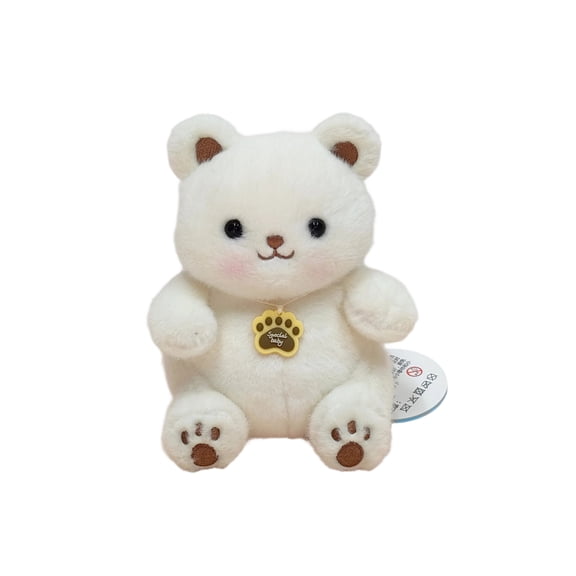 Kawaii White Polar Bear Ultra-Soft Stuffed Animal Plushie Sensory Toy, 6.3 Inch Round Plush for Kids and Toddlers, Birthday Gift C