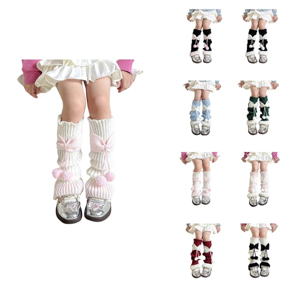 Kawaii Winter Knitted Leg Warmers, Japanese Style Y2k Harajuku Knee High Loose Socks for Girls, 3 Pairs