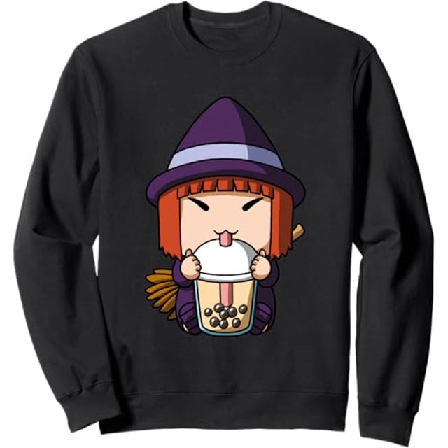 Kawaii Witch Halloween Boba Milk Tea Bubble Tea Anime Sweatshirt