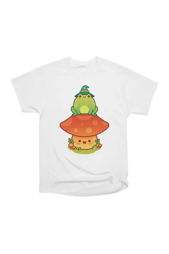 Kawaii Wizard Frog on a Toadstool T-Shirt Tee Gift For Him Merch For Her Apparel For Frien