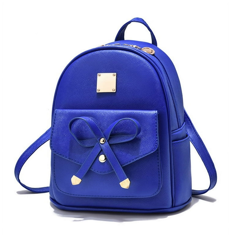 Kawaii Women s Mini Backpack Cute Small Girl Bow knot School Bag Navy blue